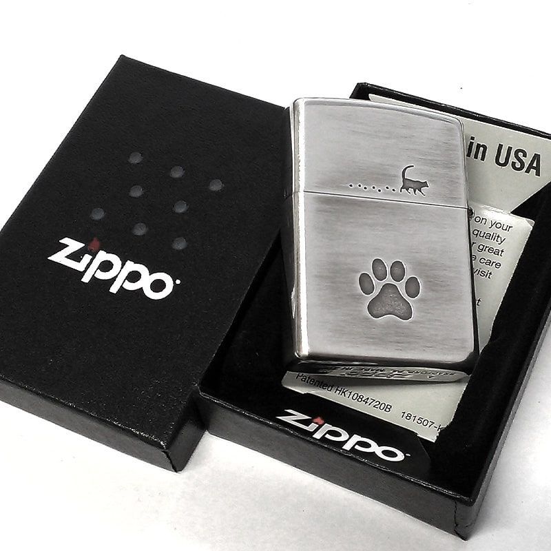 ZIPPO かわいい ライター キャットポー ねこ シルバー 両面加工 猫 銀 