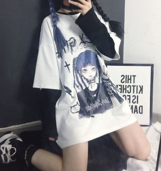 レア 期間限定 地雷系 サブカル プリントTシャツ by Unxi XL 地雷系 ファッション オーバーサイズ プリント Tシャツ ユニ