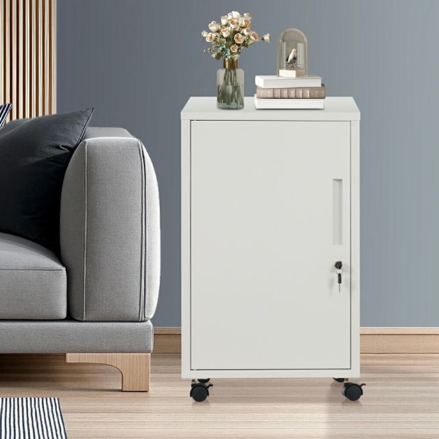 現状渡し デスクワゴン キャスター付き サイドワゴン オフィスワゴン キャビネット 書庫 スチール製 机下収納 袖机 可動棚 スリム ロッカー 鍵付き 引き出し付き 収納 ファイル収納 オフィス 事務所 会社 店舗 病院 学校 更衣室 海外通販！