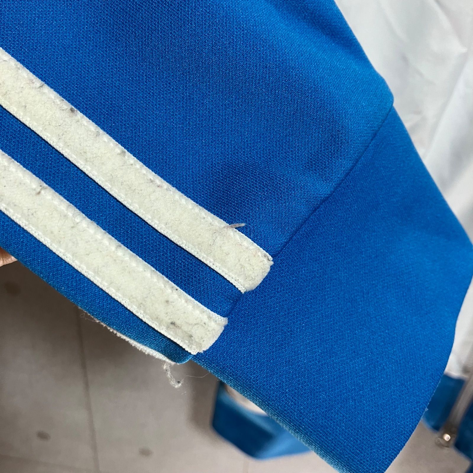 adidas 青 ジャージ　y2k 00s adidasアディダス ツートン 切り替え ハイネック トラック