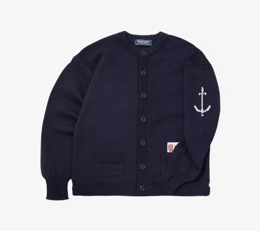 42 Guernsey Woollens(ガンジーウーレンズ) Fisherman(フィッシャーマン) ホールガーメント カーディガン ネイビー