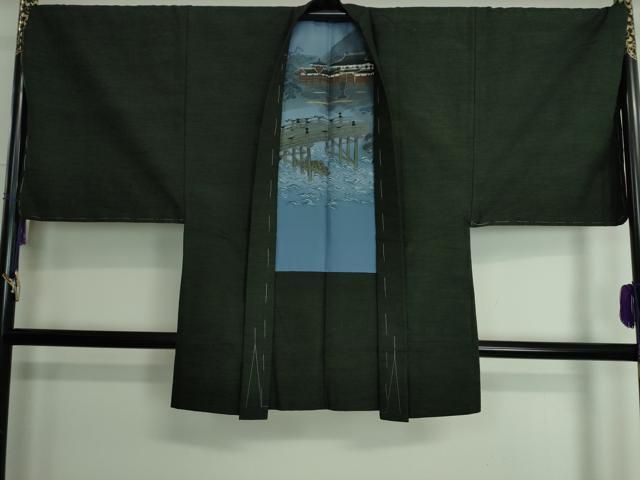 平和屋着物□極上 男性 紬 アンサンブル キングサイズ 褐返色地 逸品