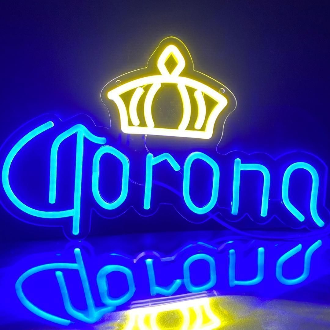 ネオンサイン 壁掛け ネオンイト コロナビール 青 発光サイン ネオン管 壁装飾 おしゃれ LED ネオン看板 部屋 インテリア バー カフェ 車 屋内 販売店 趣味 照明 クリスマス飾り D021