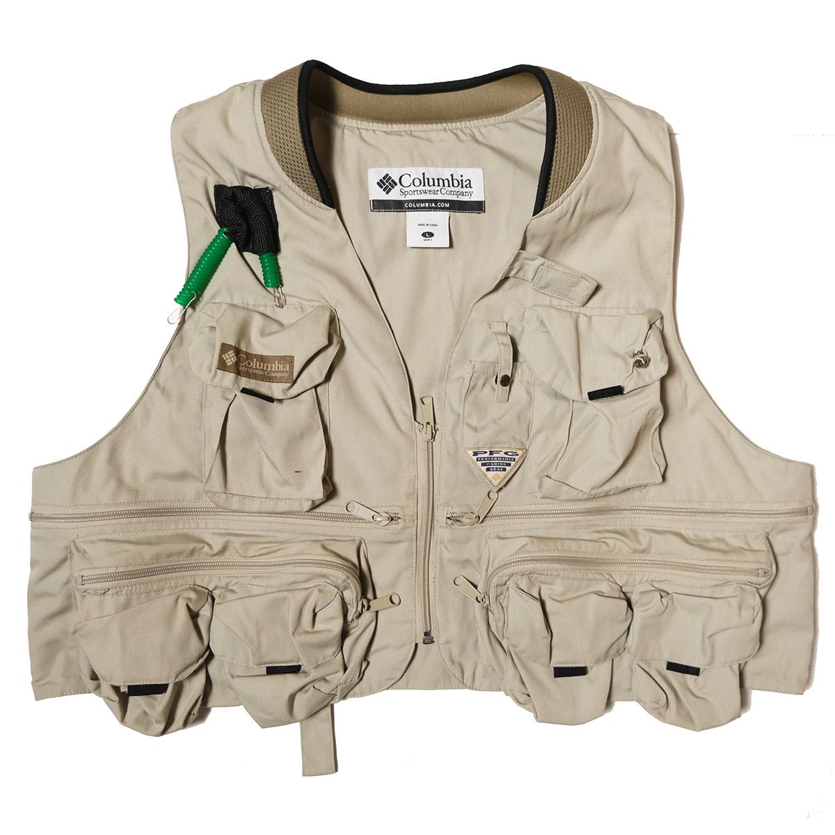 00's コロンビア PFG フィッシング ベスト (L) ベージュ系 マルチ
