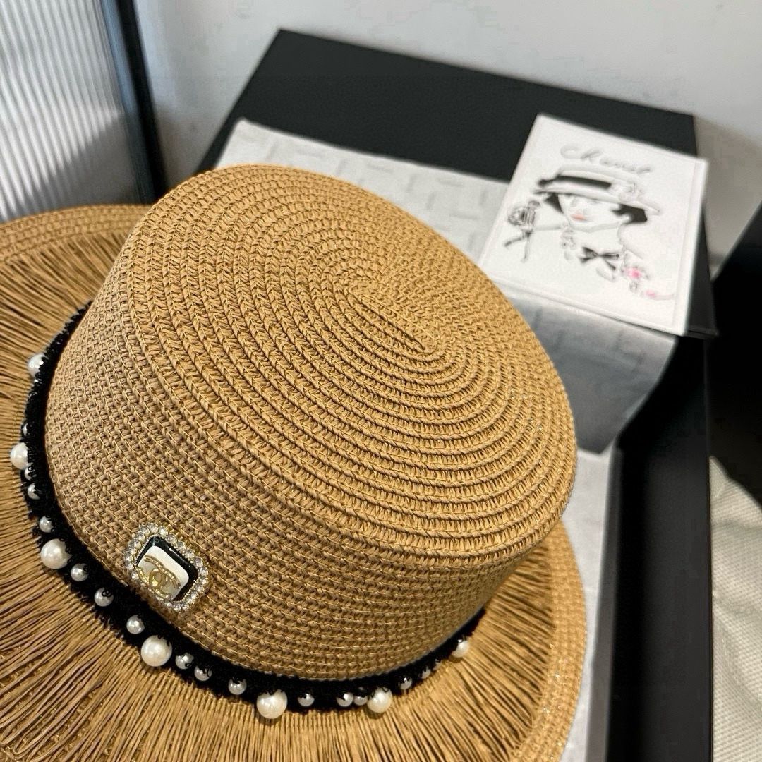 今日特価】Chanel New 平頂 ストローハット - メルカリ