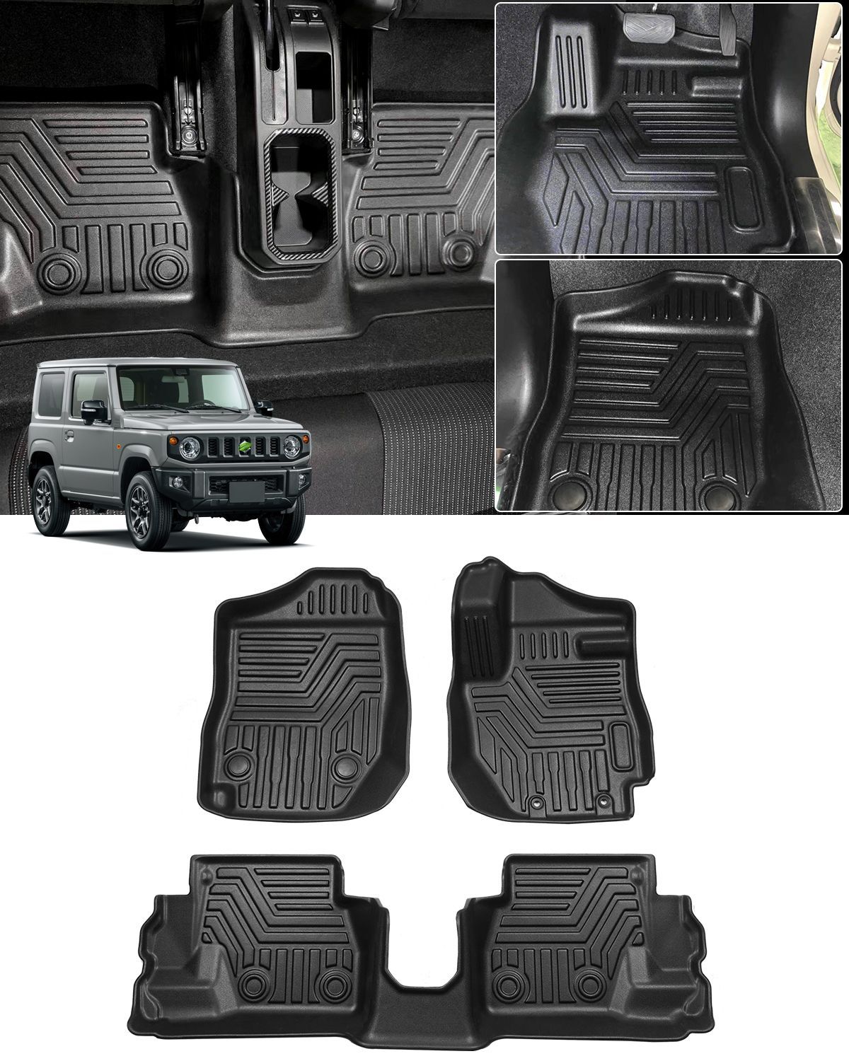 ジムニー JB64 ジムニーシエラ JB74 フロアマット オートマ用 立体カーマット 3Dフロアマット JIMNY SIERRA 防水 滑り防止 耐汚れ TPE素材 車種 設計 取付簡単カー用品 3Pセット