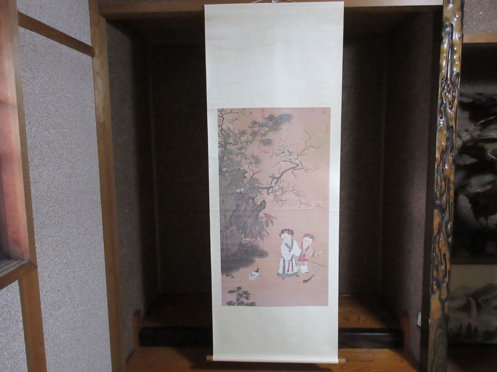 ☆中国 古美術 掛け軸 掛軸 転写画 宋人冬日嬰戯図 - メルカリ