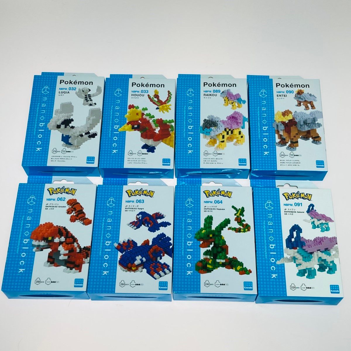◎◎カワダ ナノブロック ポケットモンスター ポケモン 8体 まとめ ルギア ホウオウ カイオーガ グラードン レックウザ ライコウ エンテイ スイクン