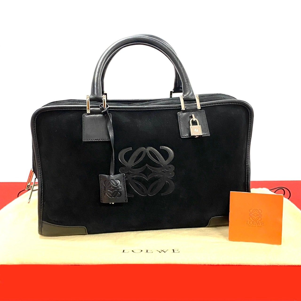 極 美品 袋付き LOEWE ロエベ アマソナ36 アナグラム ロゴ レザー 本革 