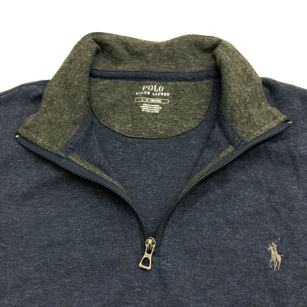 新品 ポロ ラルフローレン POLO RALPH LAUREN ハーフジップ スウェット トレーナー プルオーバー ワンポイント刺繍 ハイネック  サイズ：メンズ L ネイビー - メルカリ