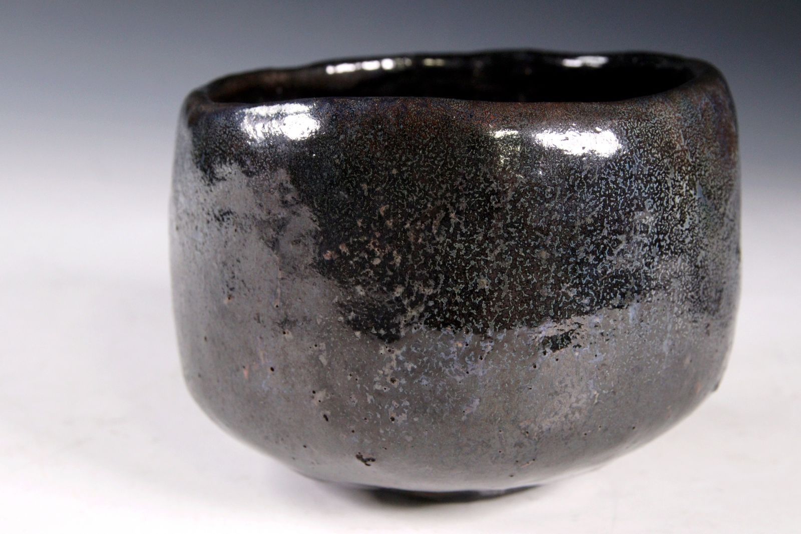 小川篁作 黒楽茶碗 11.5cm 共箱 茶道具 唐物 骨董 古美術 楾 Y85