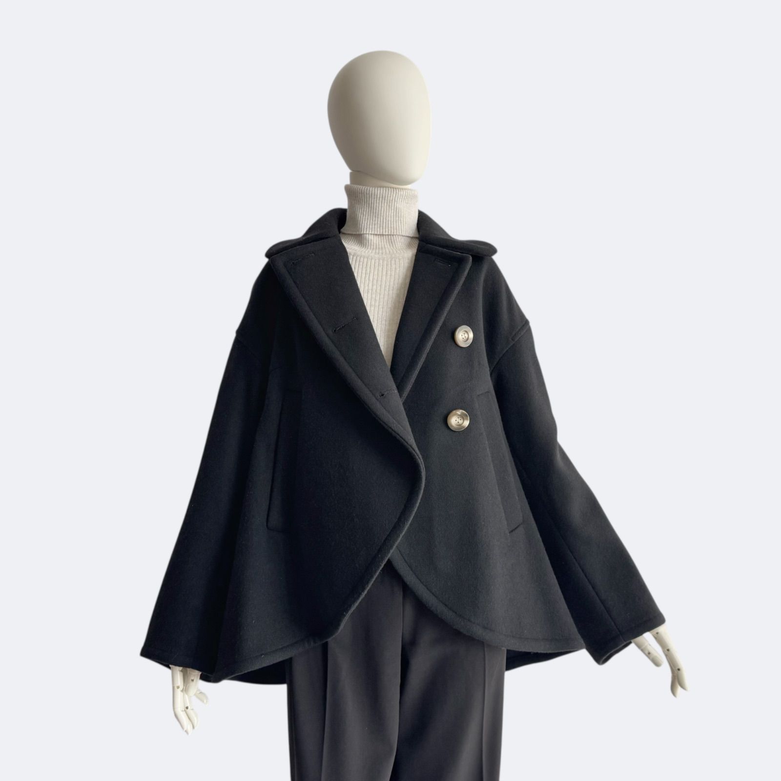 ENFÖLD エンフォルド ウールショートコート 36 ブラック レディース