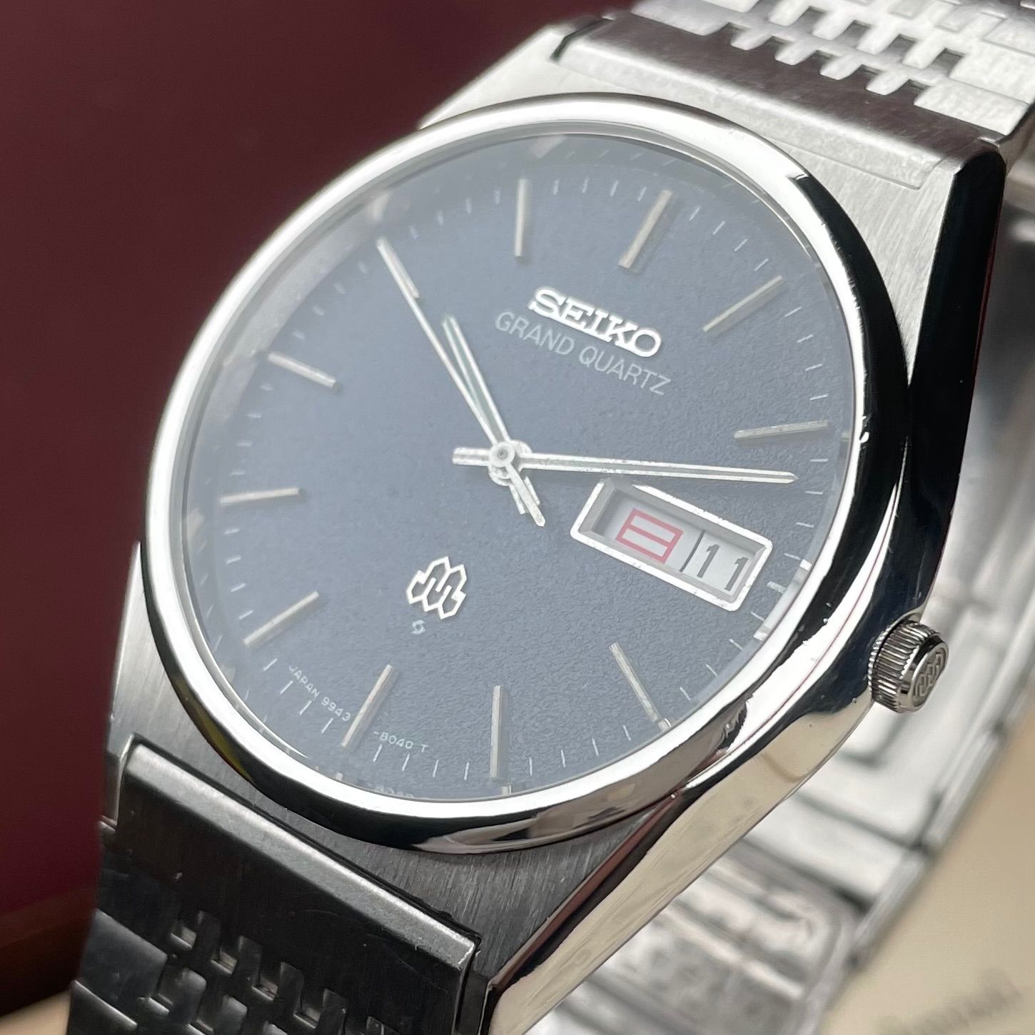 ビンテージ 精工舎 SEIKO セイコー 希少 Grand Twin Quartz 雪目ダークブルーダイヤル 綺麗 ガラス綺麗 オリジナルブレス 9948-8030 1978年6月製造 大手買い取り店仕入れ 極美品