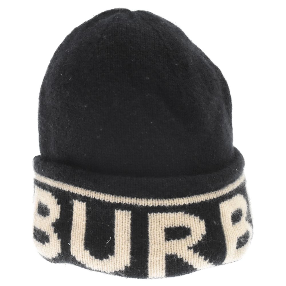 BURBERRY バーバリー ニット帽 ロゴ 8023982 カシミヤ ブラック
