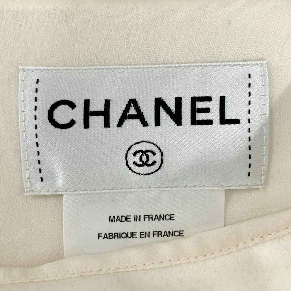 CHANEL シャネル ワンピース サイズ38 M レディース - P50206 アイボリー×黒 半袖|ロング|サテン|ベロア|カメリア|ラメ| 2014年 2015年 NICORILABO_COM