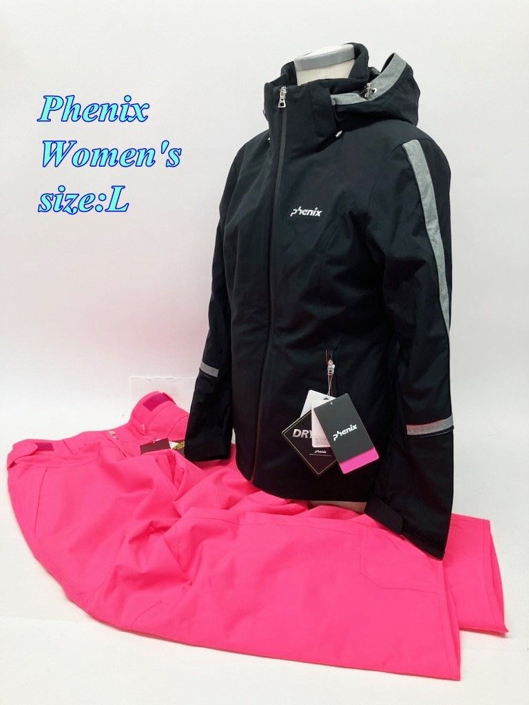 Phenix フェニックス レディース スキージャケット-パンツ セットアップ L ブラック×ピンク PS6820T65 スポーツ 上下セット R2510-050