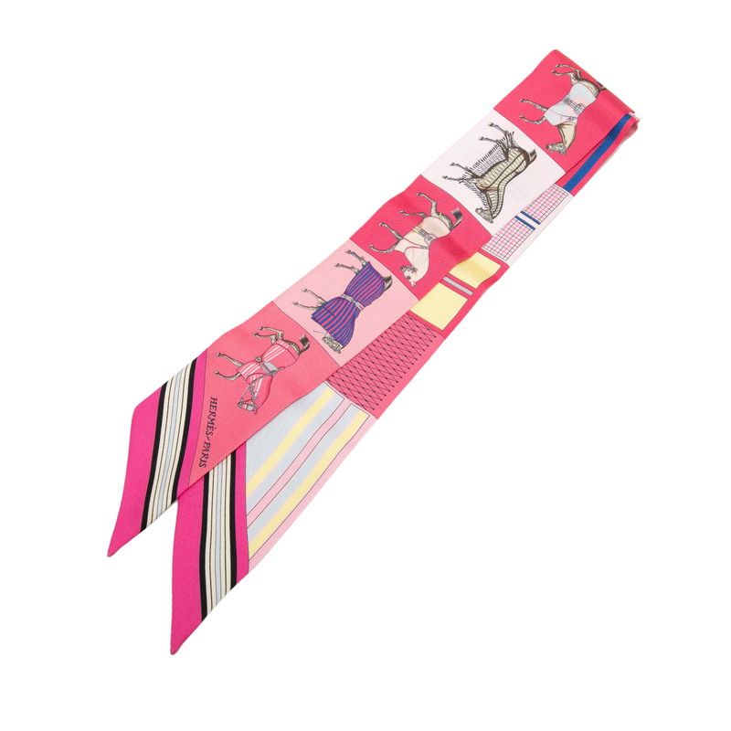 エルメス ツイリー COUVERTURES ET TENUES 馬着 ピンク マルチカラー シルク レディース HERMES 1-0235450