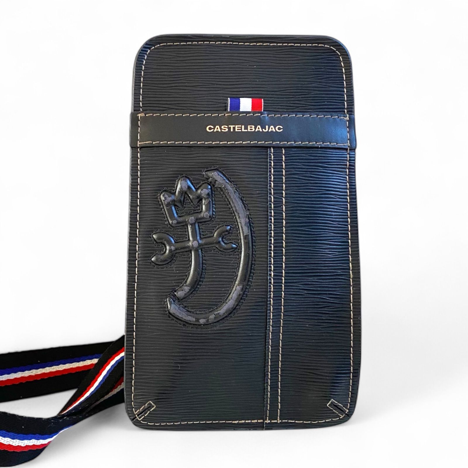 【極美品】カステルバジャック　ルポ　ボディバッグ　スリング　ビッグロゴ　ネイビー 極美品】カステルバジャック ルポ ボディバッグ スリング