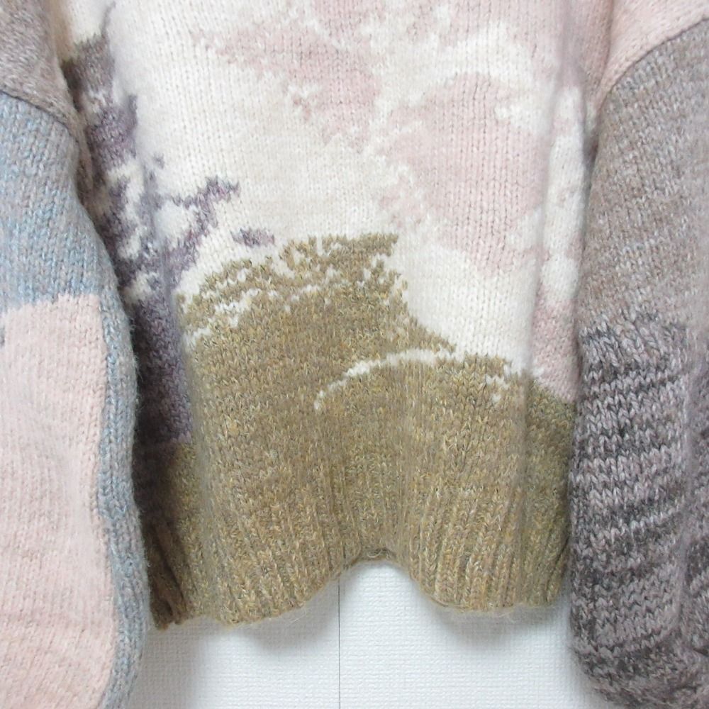 美品 21AW AMERI アメリ ANDREA ABSTRACT PAINT KNIT プルオーバー インターシャ ニット セーター サイズF マルチカラー レディース 古着 中古 USED 美品 21AW AMERI アメリ ANDREA ABSTRACT PAINT KNIT プル