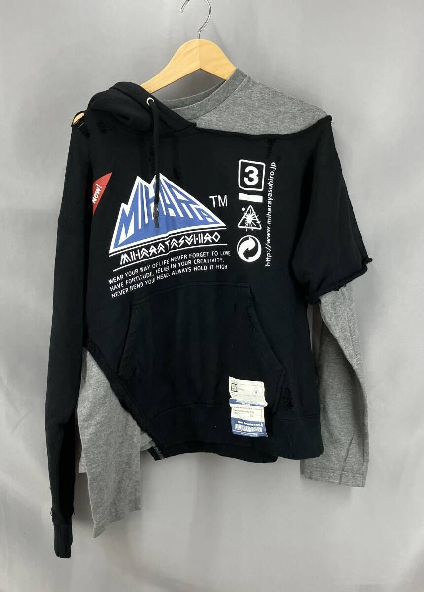 Maison Mihara yasuhiro メゾン ミハラヤスヒロ Reconstructed Parker a04hd582 パーカー サイズ44 ブラック 通年