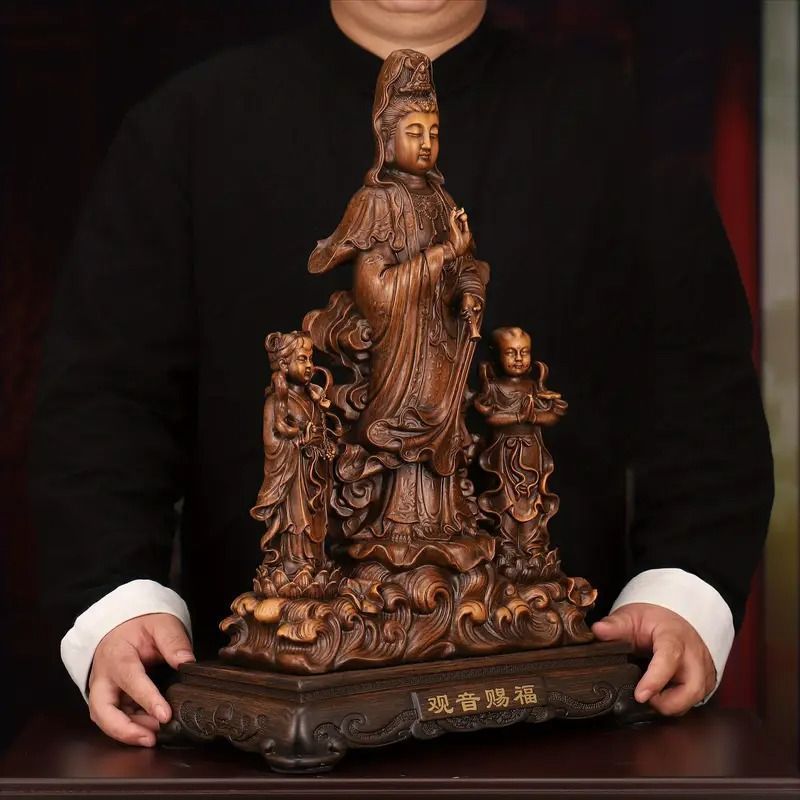 観音様　置物　オブジェ 観音菩薩 神様 仏 供養品 樹脂 彫刻 仏像 仏教美術 極上品 仏教工芸品