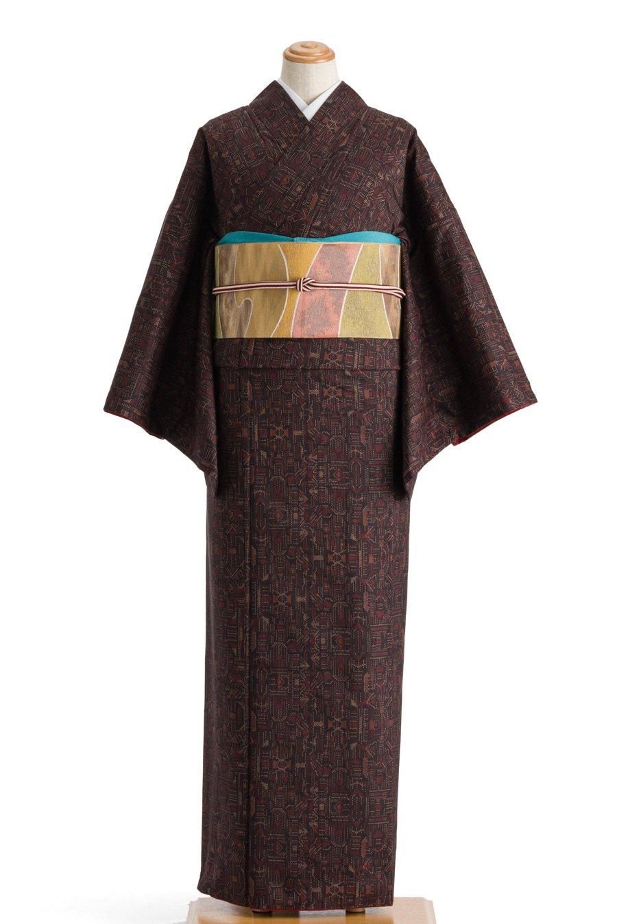 平和屋着物○ぜんまい紬 霞文 正絹 逸品 DAAU0612tw （平和屋着物  