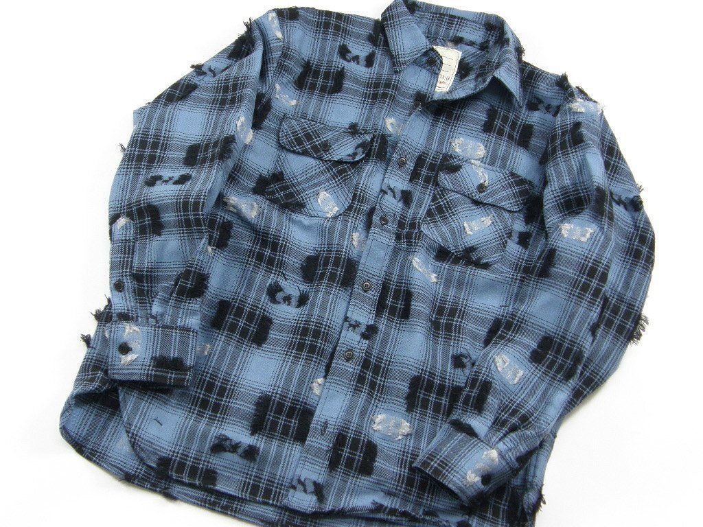 SEVESKIG × HUNTER×HUNTER セヴシグ × ハンターハンター ウール ネルシャツ リフレクター 長袖シャツ ブルー ｜ 秋冬