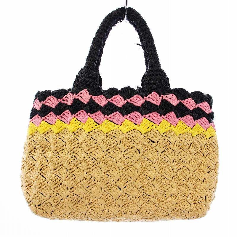 【中古】プラダ PRADA カナパ ラフィア かごバッグ トートバッグ ハンドバッグ ベージュ 1BG889 レディース プラダ PRADA カナパ ラフィア かごバッグ トートバッグ ハンドバッグ