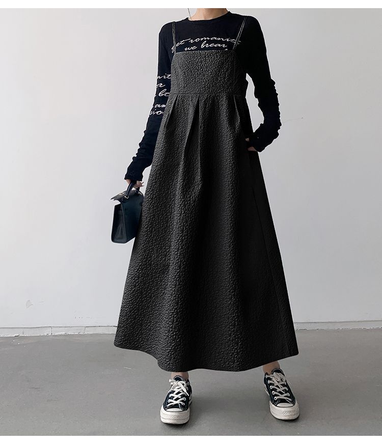 ジャガード キャミソールワンピース キャミワンピ キャミソール ワンピース ロングワンピース ロングワンピ レイヤード オールシーズン フ