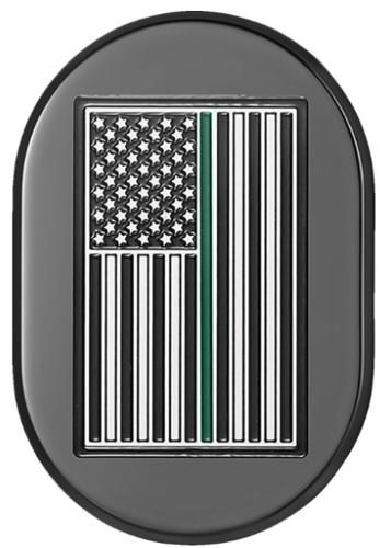 アンテナカバー Black w/thin green line American flag 右側 2017～23年FLHRXS、2009～13年FLTR/X/XS、2009～23年FLHX/S