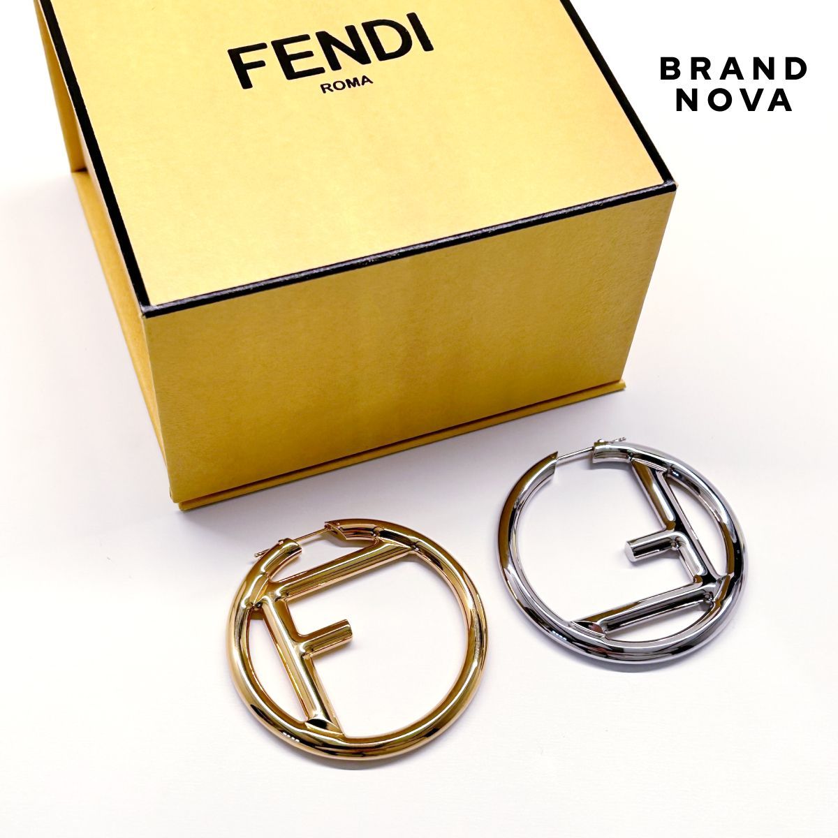 FENDI フェンディ ロゴ ゴールド ピアス FF メッキ 人気 箱