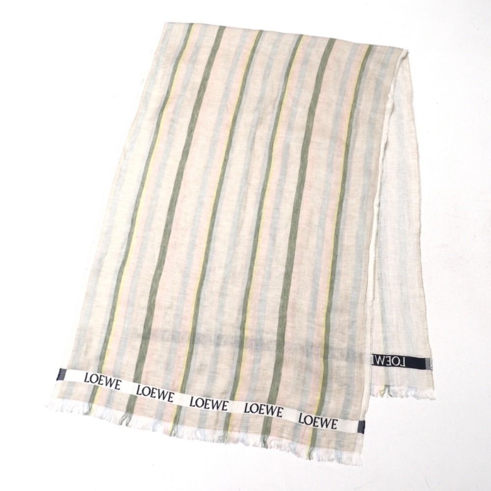 □美品□LOEWE ロエベ ストール 大判ストール ショール リネン×シルク  