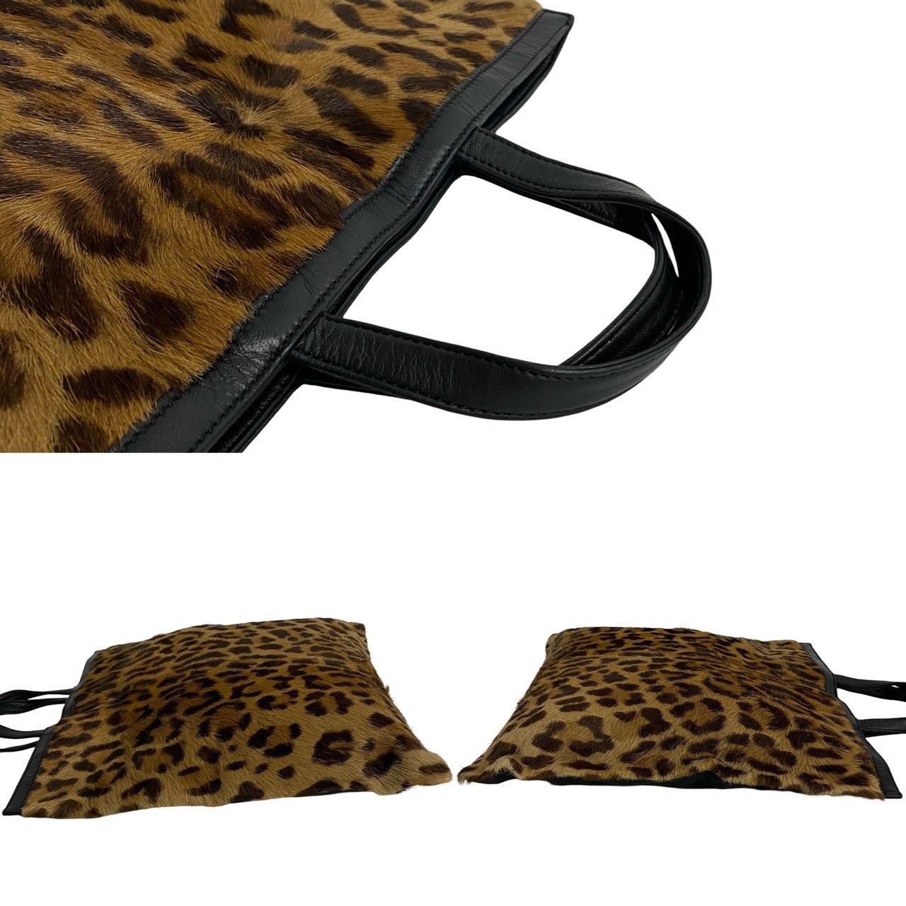 極 美品 ロエベ レザー ハラコ ヒョウ柄 ハンドバッグ トートバッグ 極 美品 希少品 LOEWE ロエベ レザー 本革 ハラコ ヒョウ柄