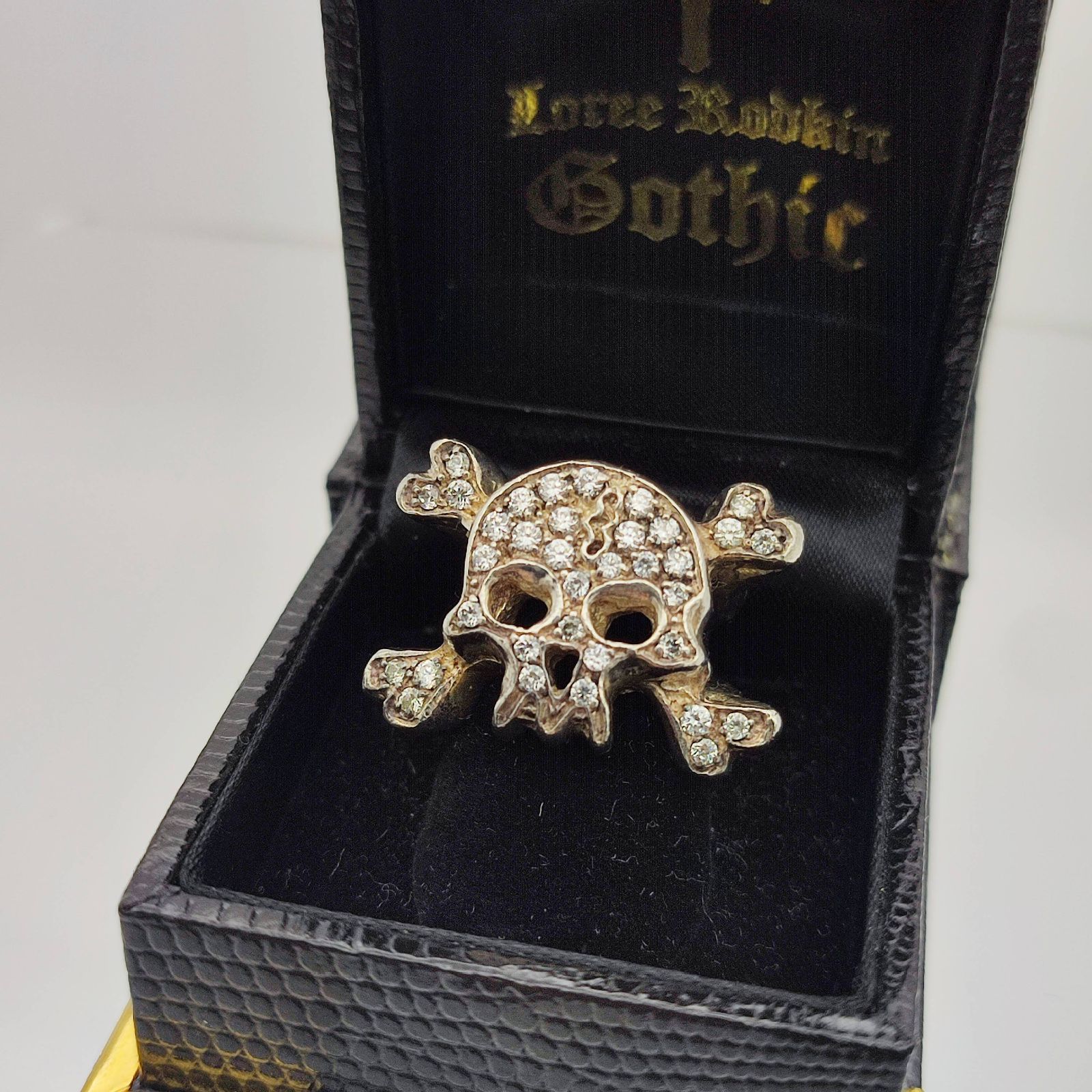 美品】ローリーロドキン スカルボーンクロスリング パヴェ ジルコニア