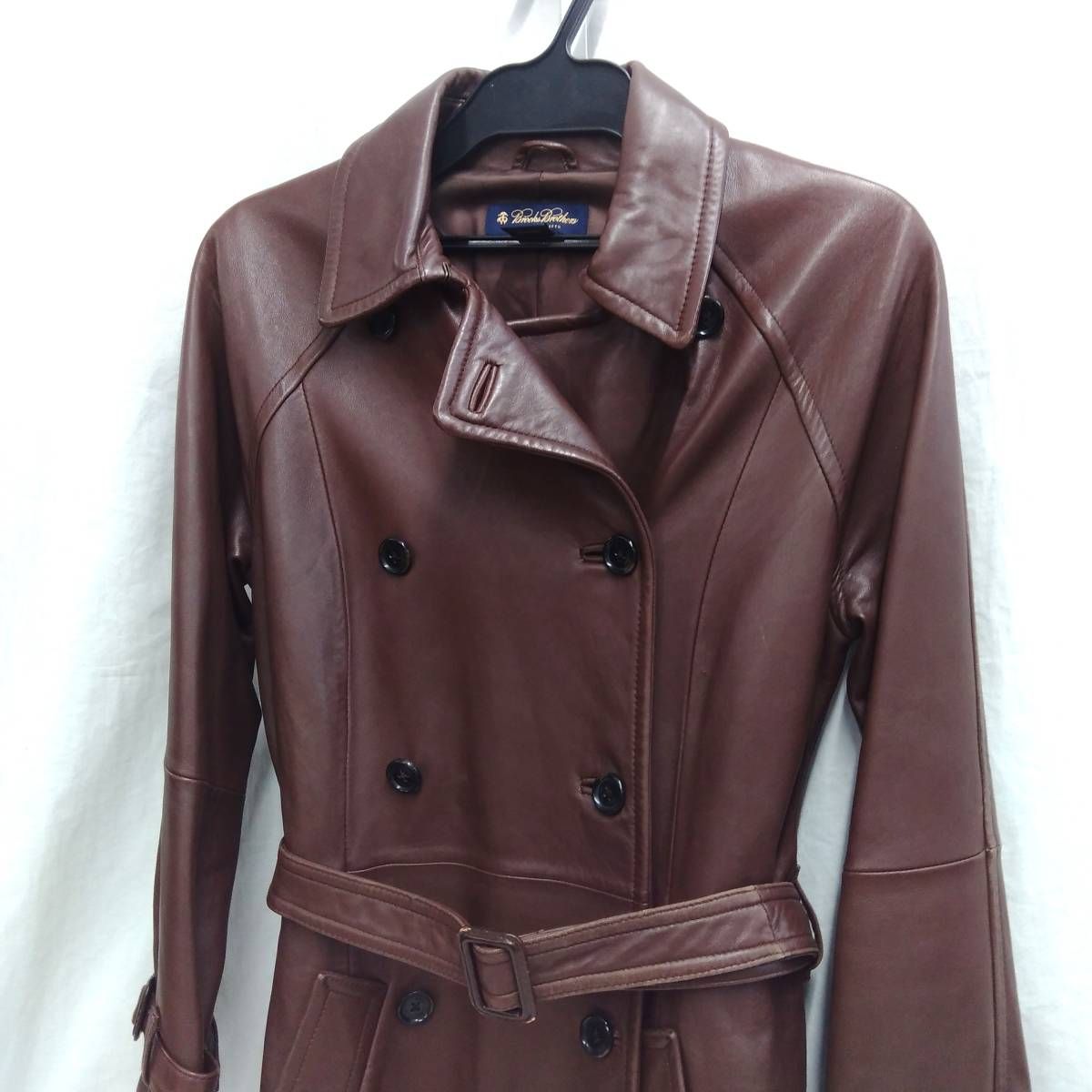 Brooks Brothers ブルックスブラザーズ レディース トレンチコート レザー 茶 ブラウン 4 羊革 本革 