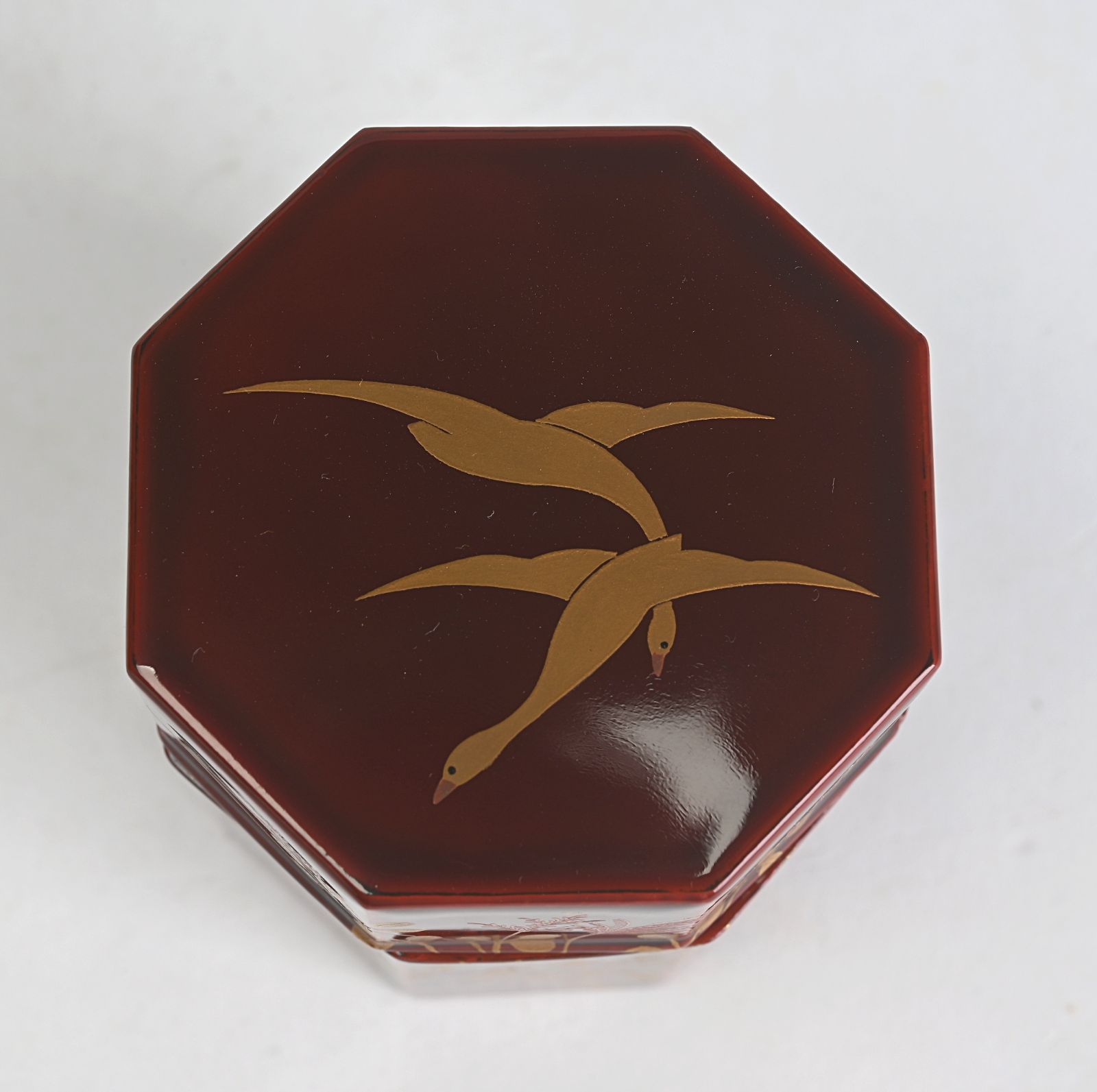 中村宗悦 紅溜八角棗 井伊宗観好 萩に雁蒔絵 共箱