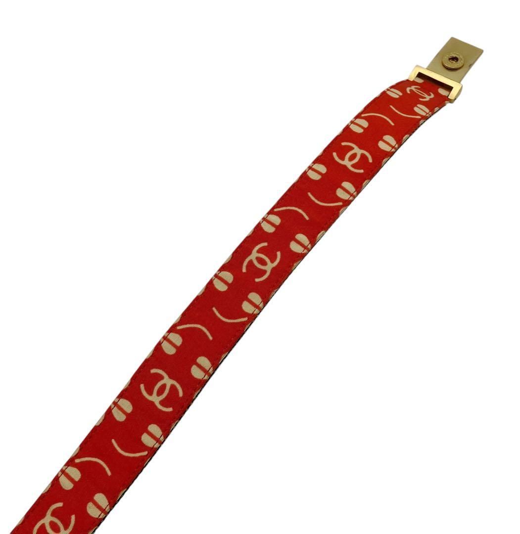 ⭐️良品⭐️ シャネル ココマーク ロゴ ベルト キャンバス レッド