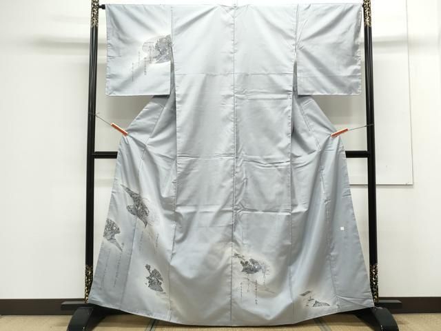 平和屋着物○訪問着 本場染大島紬 湯谷文雄 人物風景文 銀彩 正絹 逸品