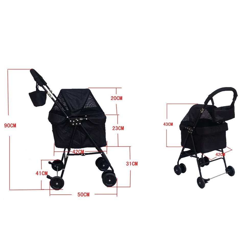 多頭飼い ペット散歩 コンパクト ペットカート 4輪 折りたたみ リード2本付