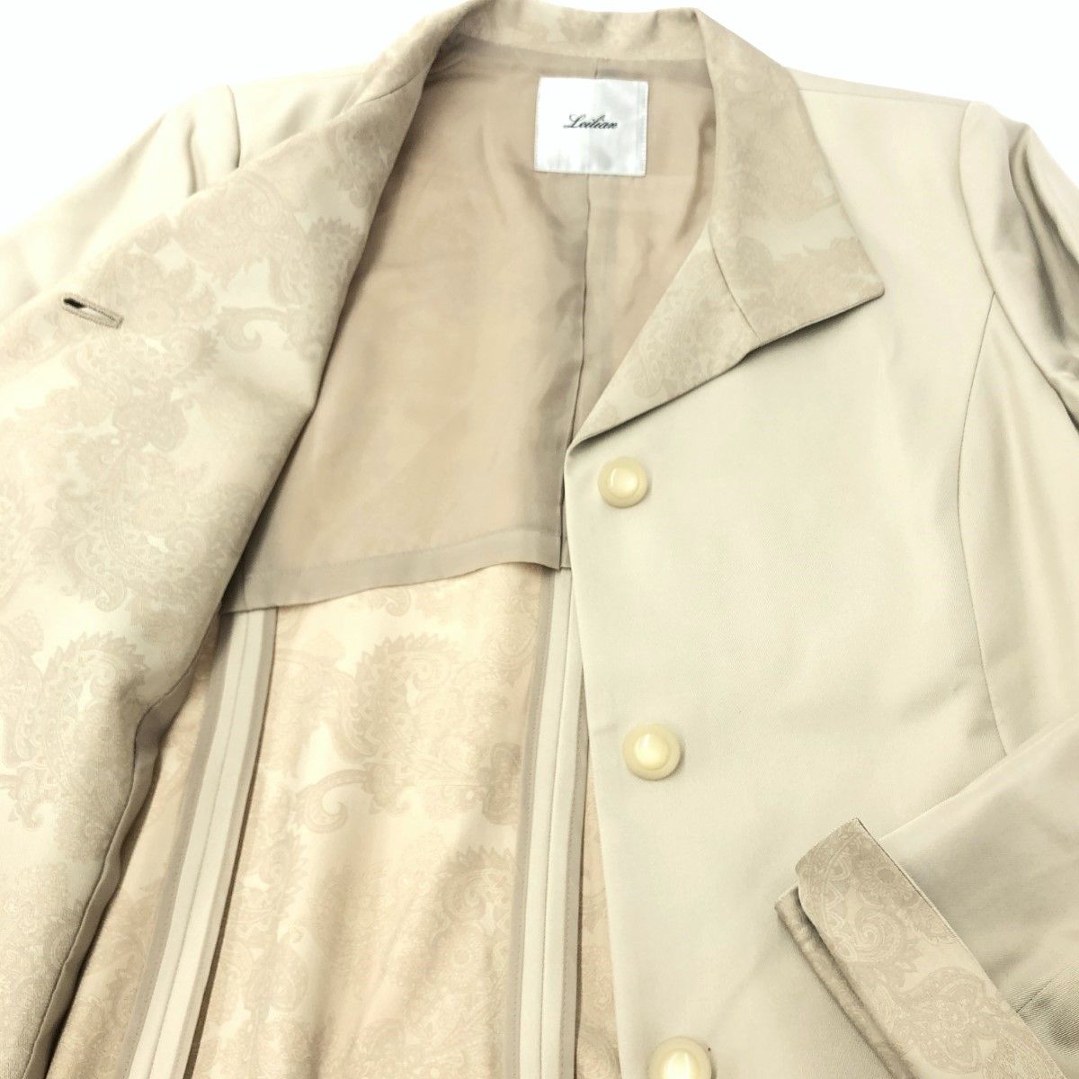 美品 LEILIAN レリアン ロングコート サイズ:11 ベージュ シルク