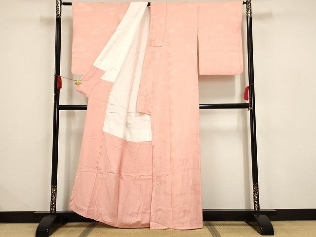 平和屋着物■上質な紬　色無地　珊瑚朱色　正絹　逸品　CAAQ5527kb 平和屋着物□上質な色無地 珊瑚朱色 正絹 逸品 未使用 CAAL1593ku L