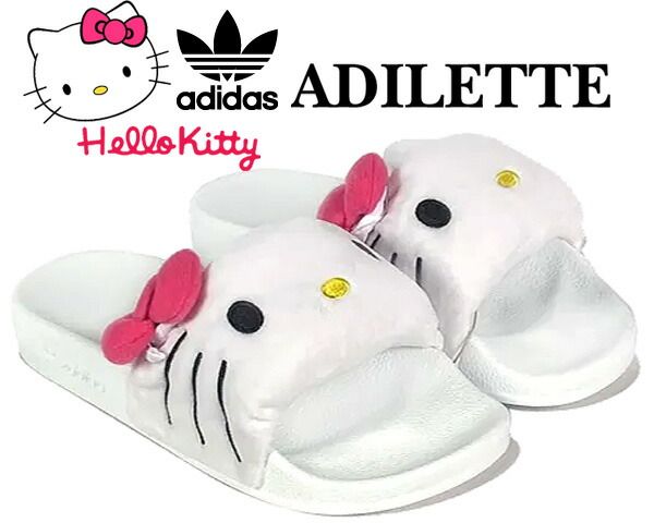 アディダス オリジナルス x ハローキティ アディレッタ adidas ADILETTE HELLO KITTY FTWWHT|CBLACK|PINKFUS ig8419 サンダル SANDAL SLIDES サンリオ スライド