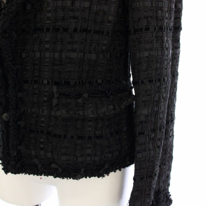 ルネ Rene TISSUE テーラードジャケット ツイード 38 黒 6333220 /TK  