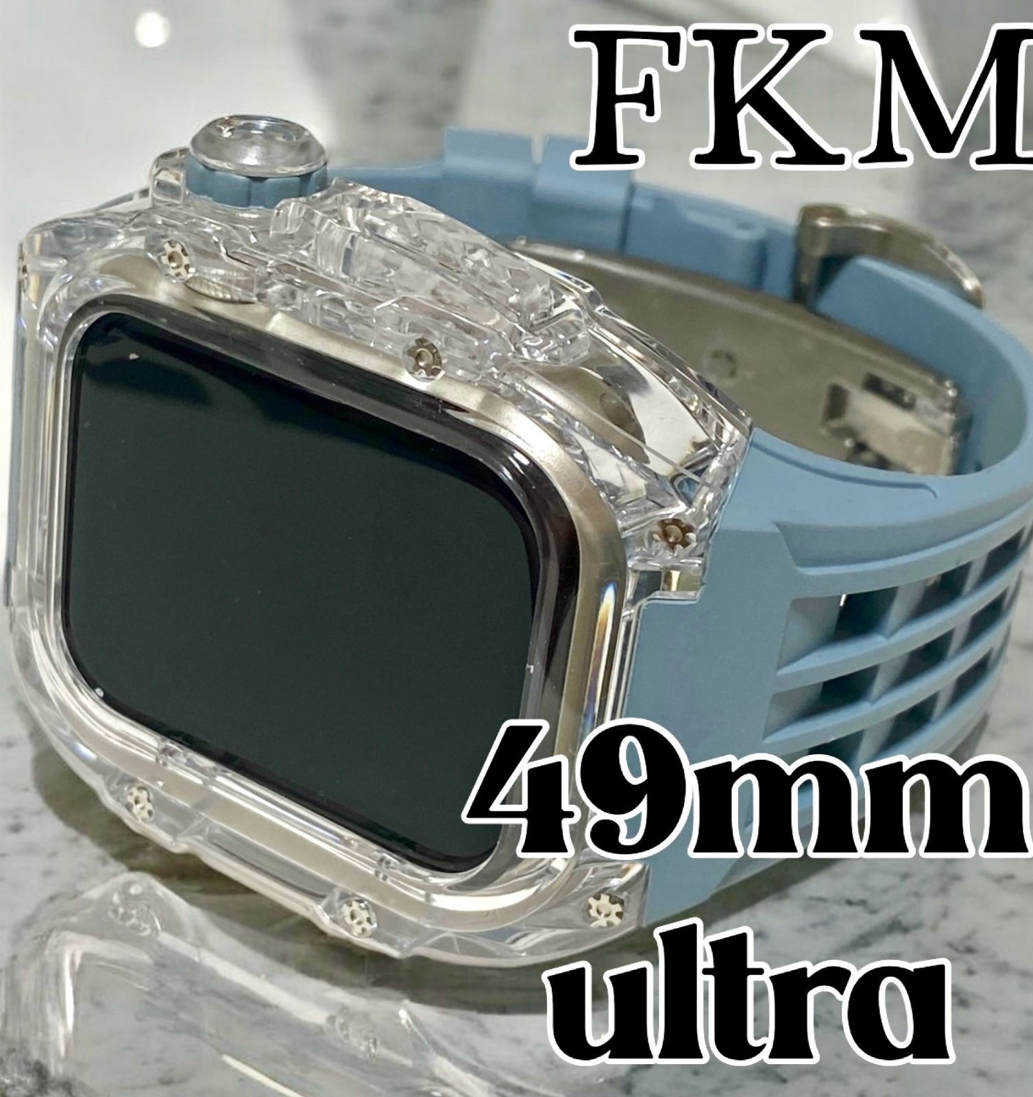 アップルウォッチラバーバンドベルト Apple Watchカバーケース 刻印 フッ素ラバー ウルトラ49mm ultra ultra2 86