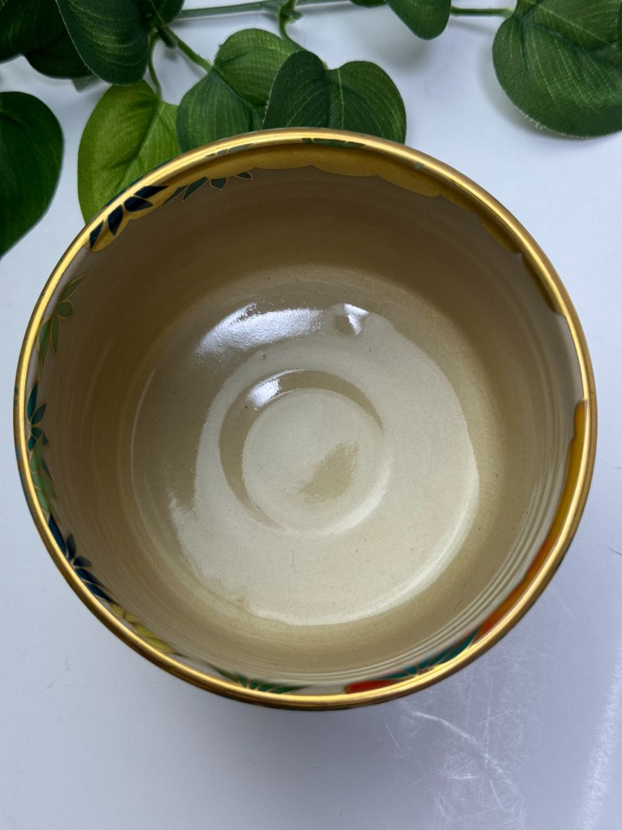 金彩色絵竹図 桑野睦子 御所の花十二ヶ月 京焼茶碗 抹茶碗 金彩