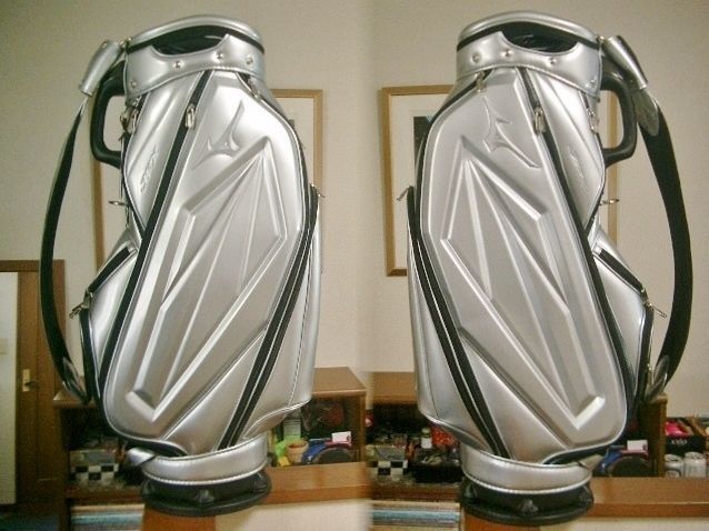 ミズノ ＪＰＸ バッグ フェース カットデザイン エナメル素材 シルバー ゴルフバッグ