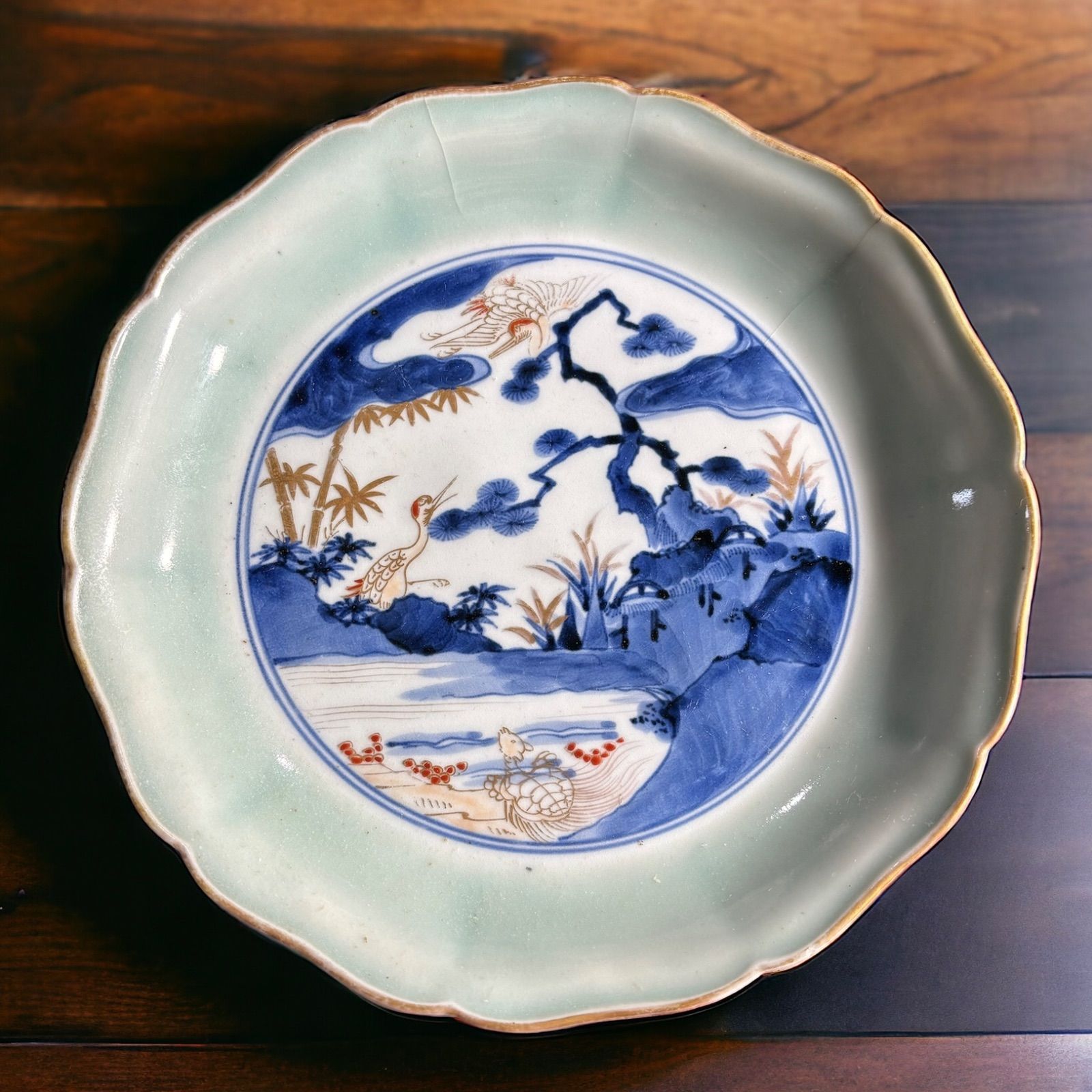 アンティーク？骨董品？ 古伊万里 ？染付？色絵？飾皿？汚れあり 175です。