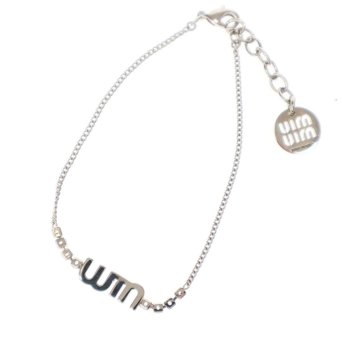 miu miu ミュウミュウ クリスタル付メタル ブレスレット シルバー miu miumiu ミュウミュウ Crystal Logo Bracelet ブレスレット