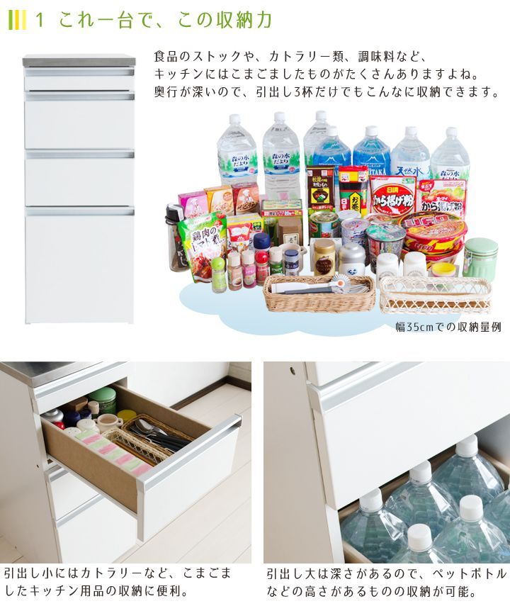 ステンレストップ 隙間収納 幅35cm スライドトレー付き KS-185N ステンレストップ 隙間収納 幅35cm 奥行59cm タンス キッチン