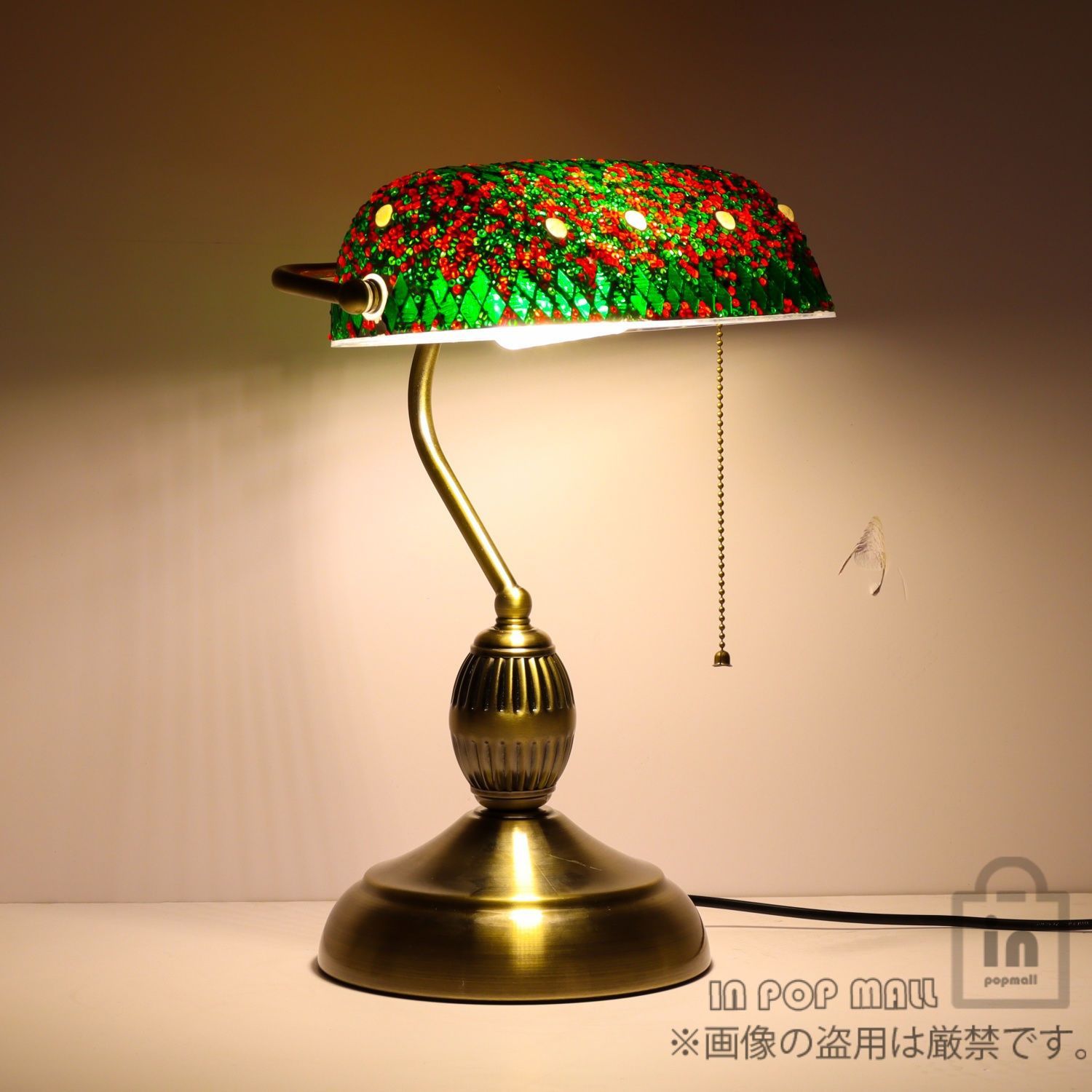 ステンドグラス Desk lamp インテリア 創意小魚読書灯 ガラス工芸 電気スタンド ベッドサイドランプ 綺麗な卓上照明 高品質 高さ15.4インチ ティファニースタイルランプ ベッドサイドランプ